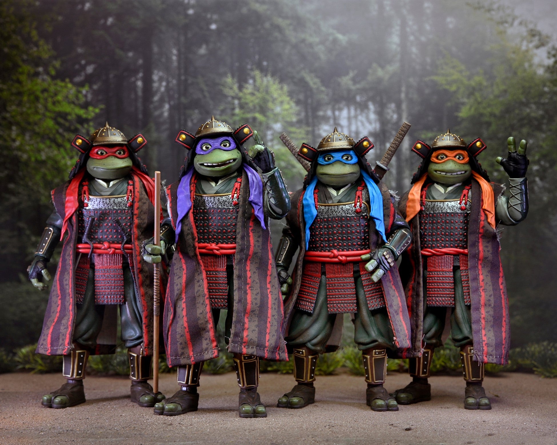 NECA Teenage Mutant Ninja Turtles 3 - 7 inch Scale Action Figures Samurai Brothers 4-Pack, Green